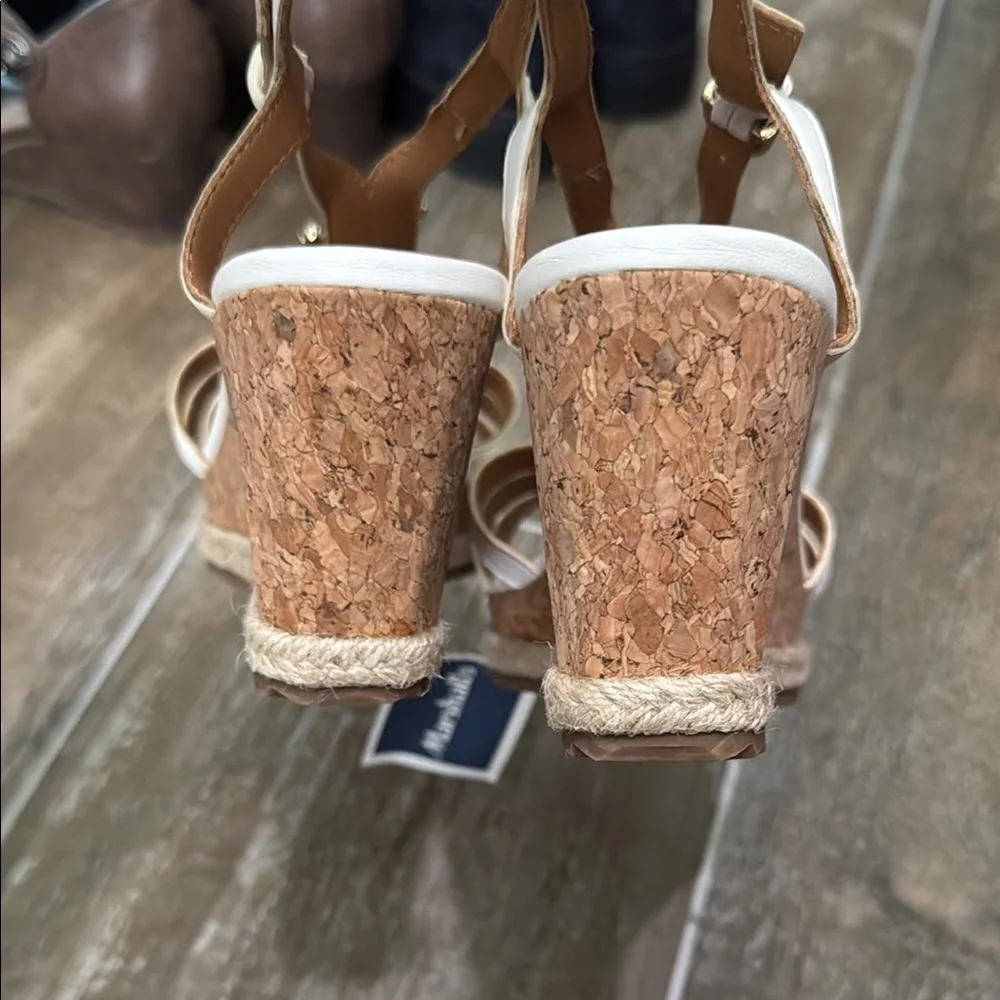 Adrienne Vittadini White and Brown Wedges with Comfort Design